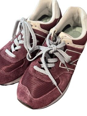 New Balance Women's Wine and Light Gray Suede Mesh Sneakers